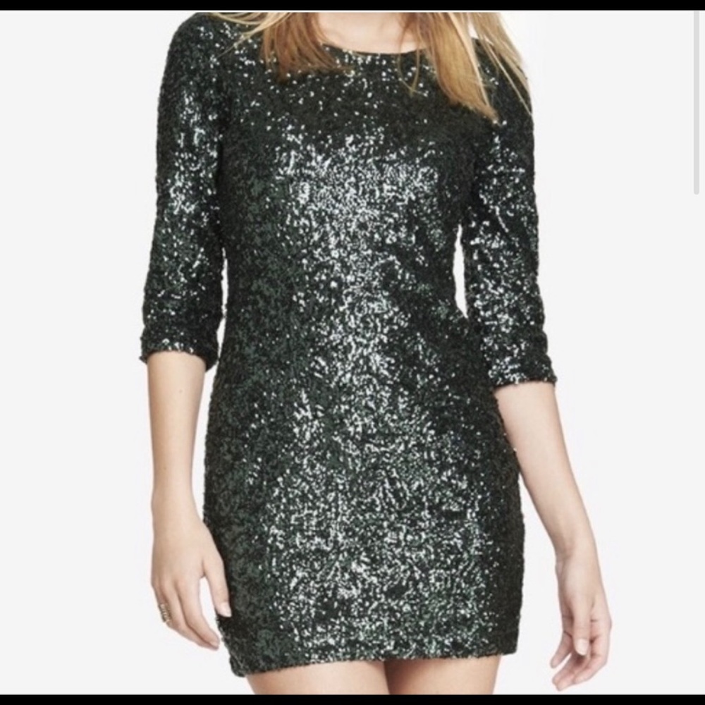 Express Green Mini Sequin Dress